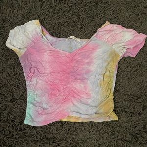 Tie dye ruched crop top